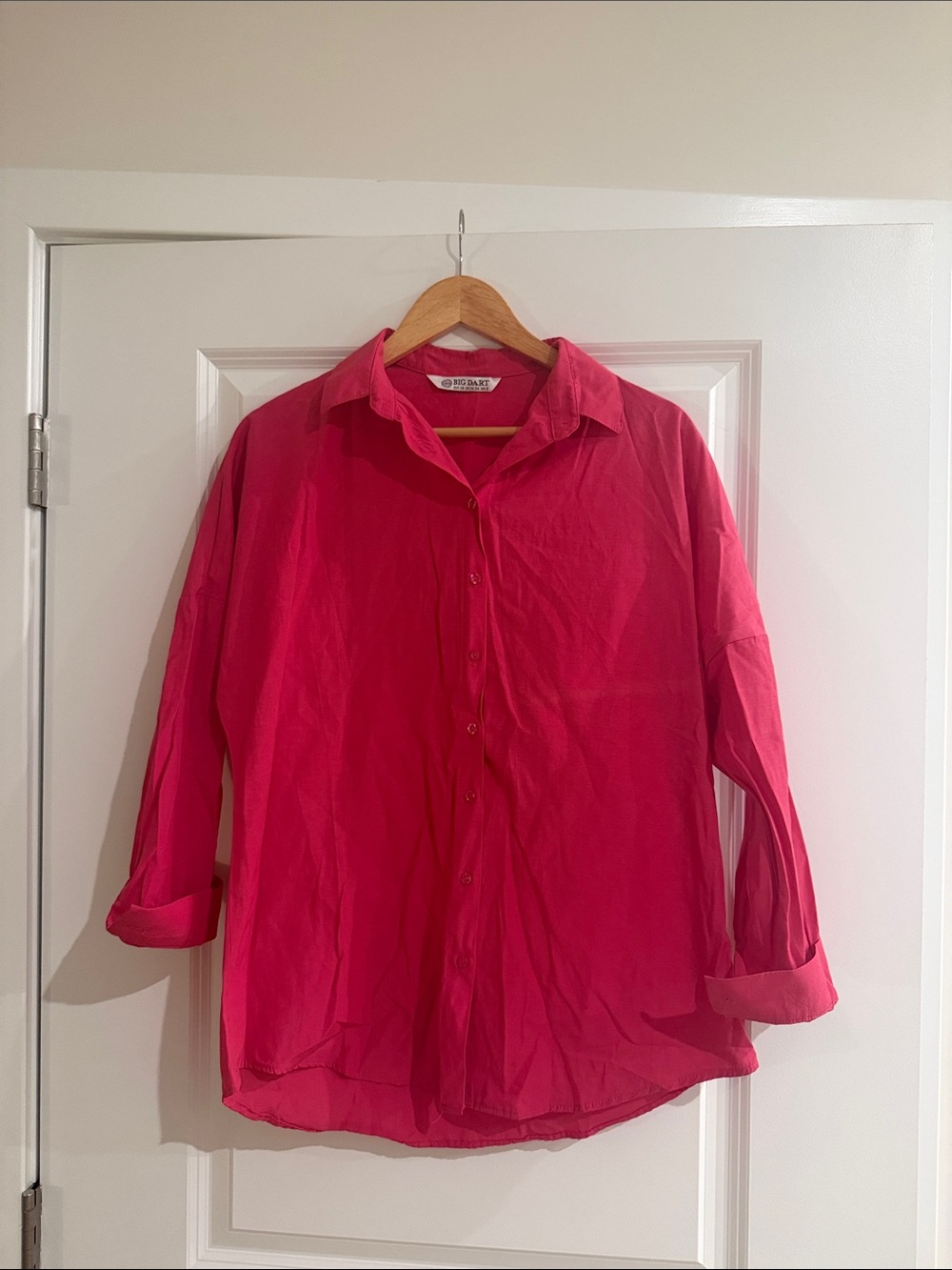 Women's Bright Pink Button-Down Shirt by No Boundaries